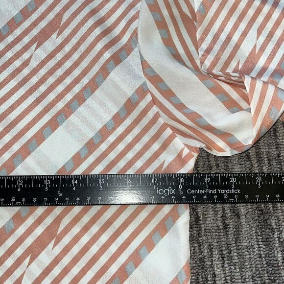 VTG Women’s Porsha Made In USA Orange White Slanted Stripes LS Sheer 70s Retro - Picture 6 of 8